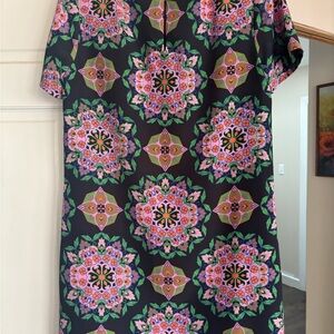 J Crew Floral Medallion Shift Dress in Black and Pink